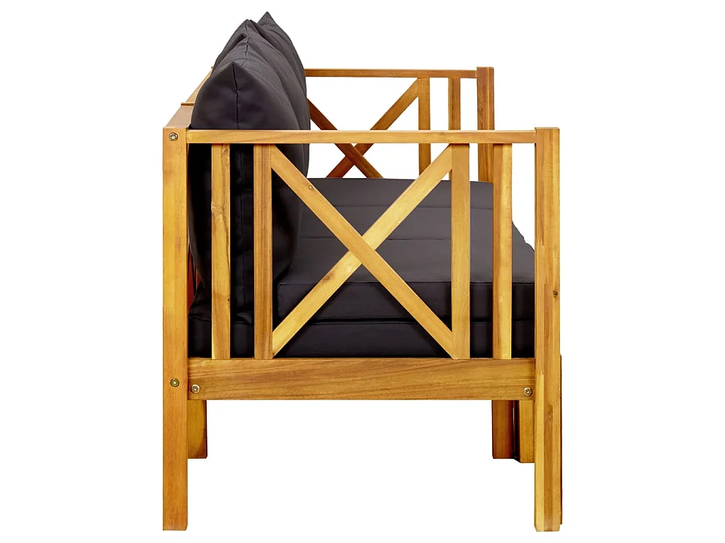 Banc de jardin 3 places et coussins 179cm Bois d'acacia massif 2