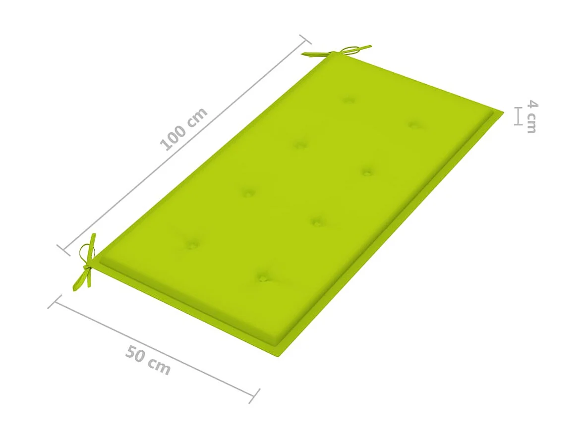 Banc de jardin avec coussin vert vif 112cm Bois de teck massif