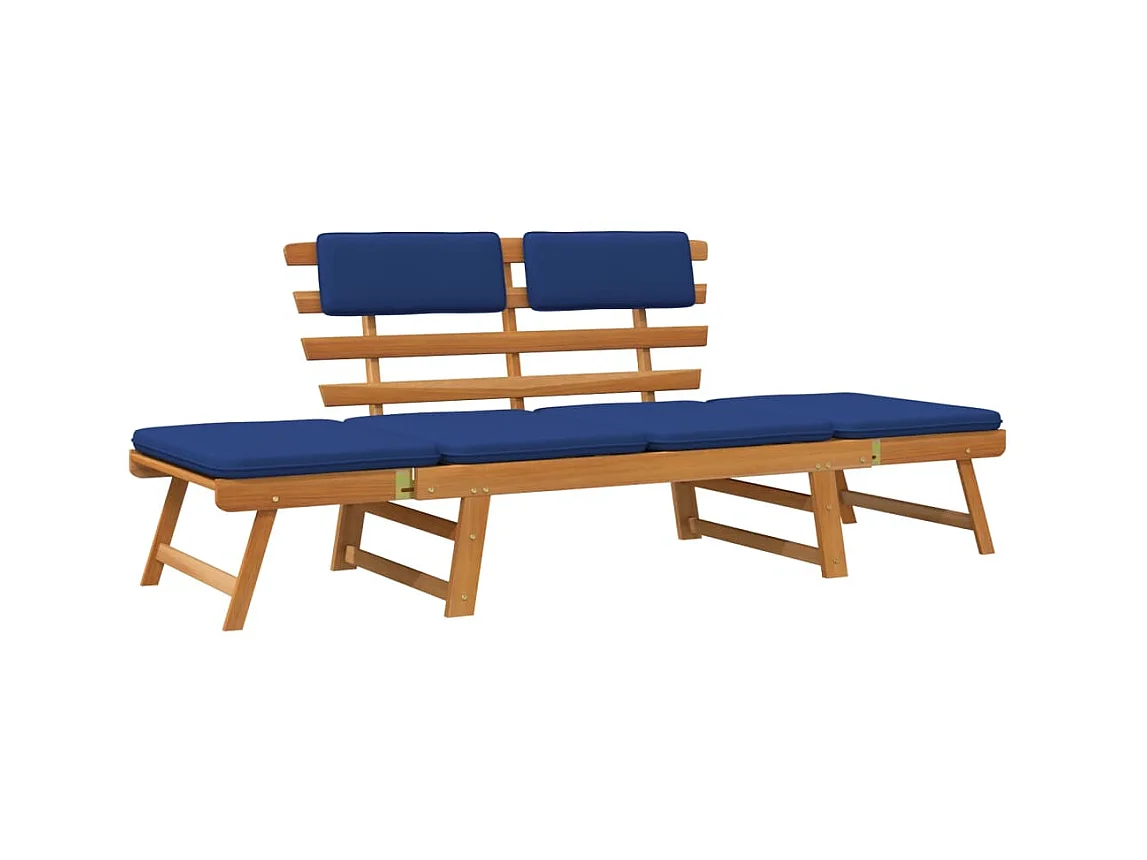 Banc de jardin avec coussins 2-en-1 190cm Bois solide d'acacia 2