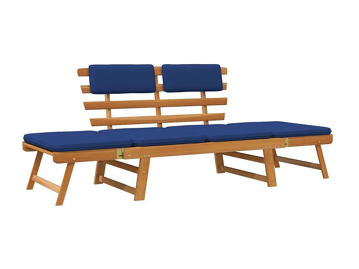Banc de jardin avec coussins 2-en-1 190cm Bois solide d'acacia 2