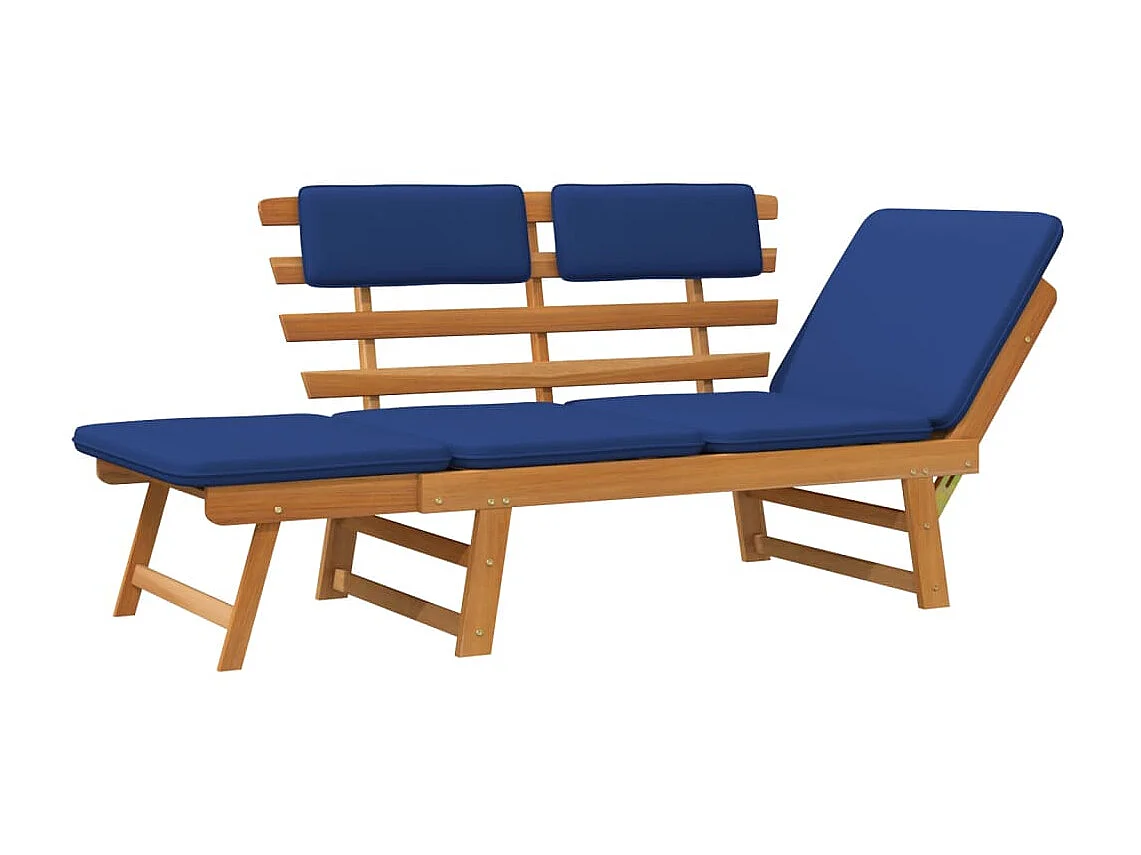 Banc de jardin avec coussins 2-en-1 190cm Bois solide d'acacia 2