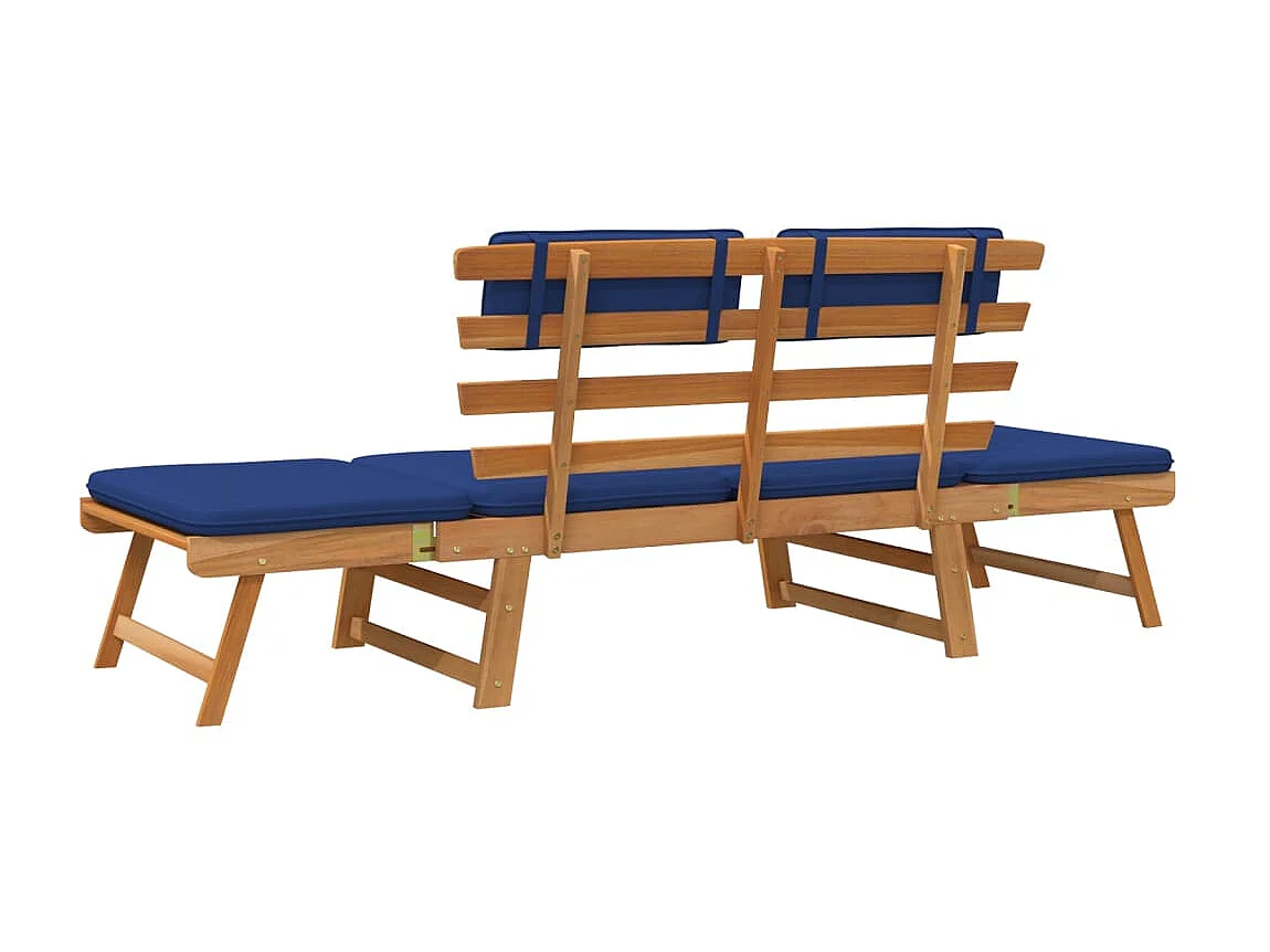 Banc de jardin avec coussins 2-en-1 190cm Bois solide d'acacia 2