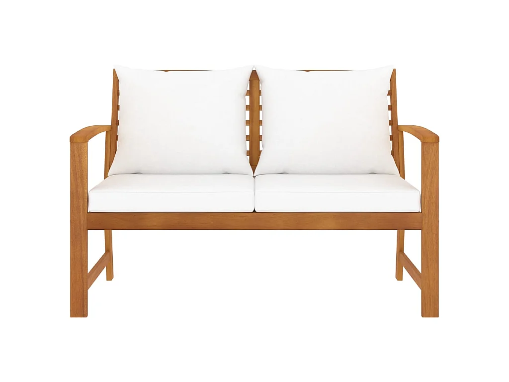 Banc de jardin avec coussin crème 120cm Bois solide d'acacia