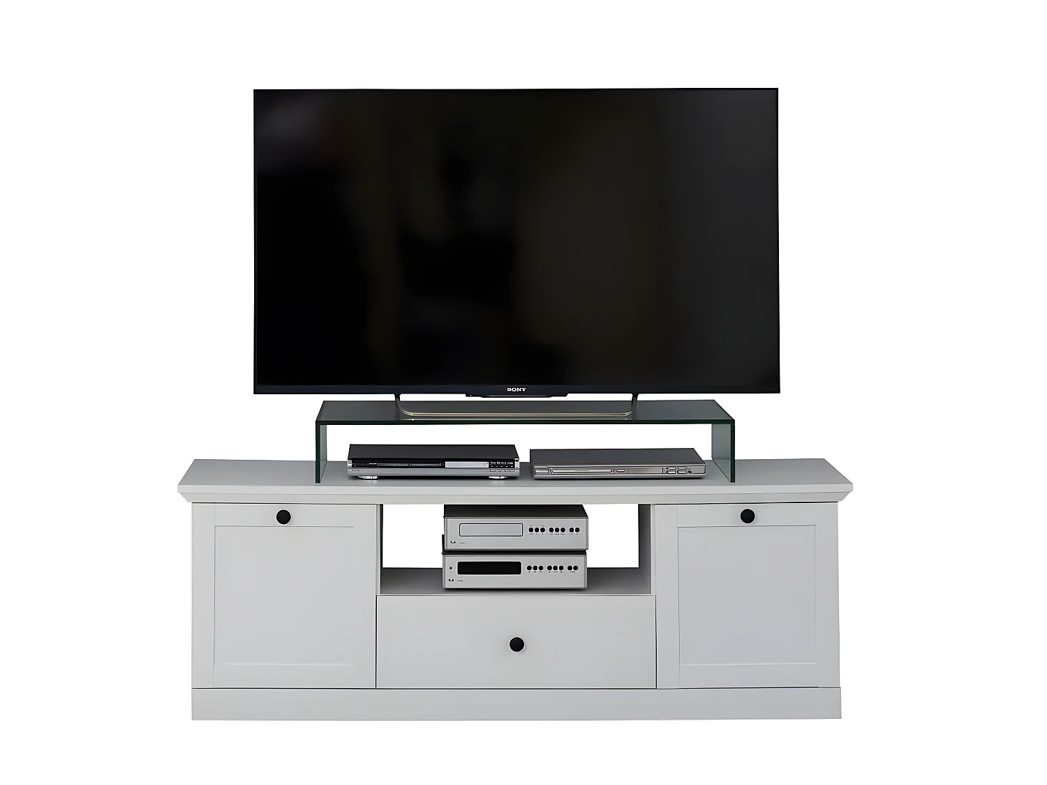 Meuble salon/séjour mélaminé. Meuble TV. L - H - P : 139 - 49 - 41 cm