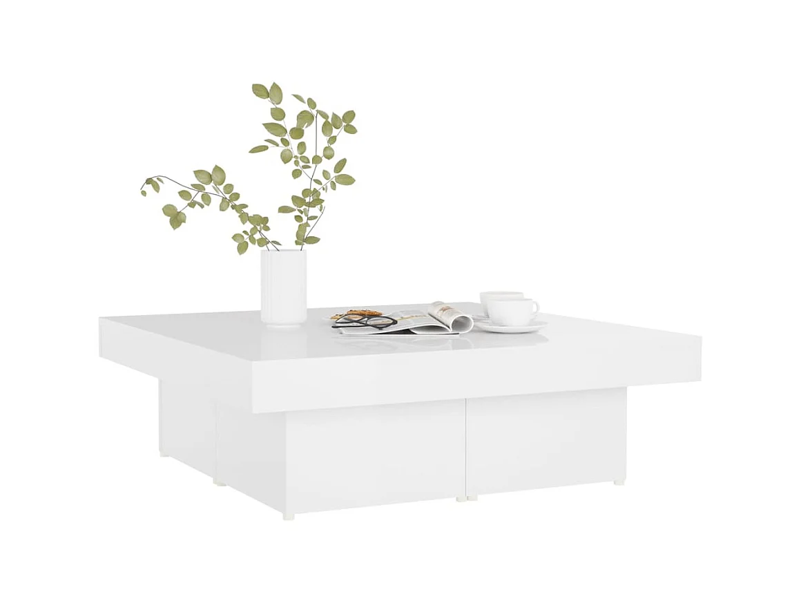 Table basse Blanc brillant 90x90x28