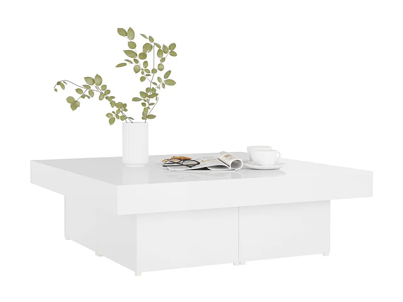 Table basse Blanc brillant 90x90x28
