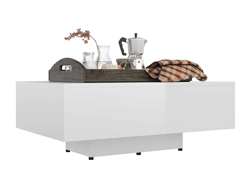 Table basse Blanc brillant 85x55x31