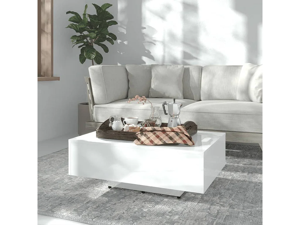 Salontafel 85x55x31 cm spaanplaat hoogglans wit