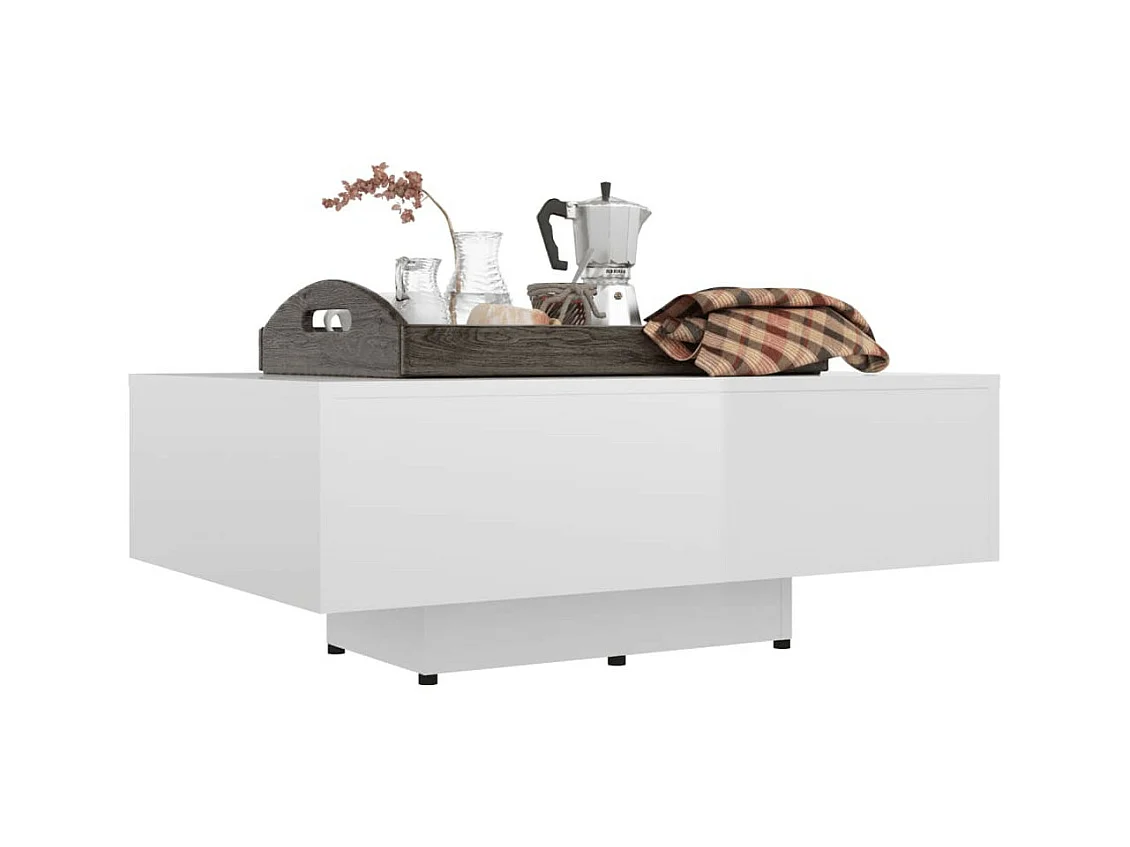 Table basse Blanc brillant 85x55x31