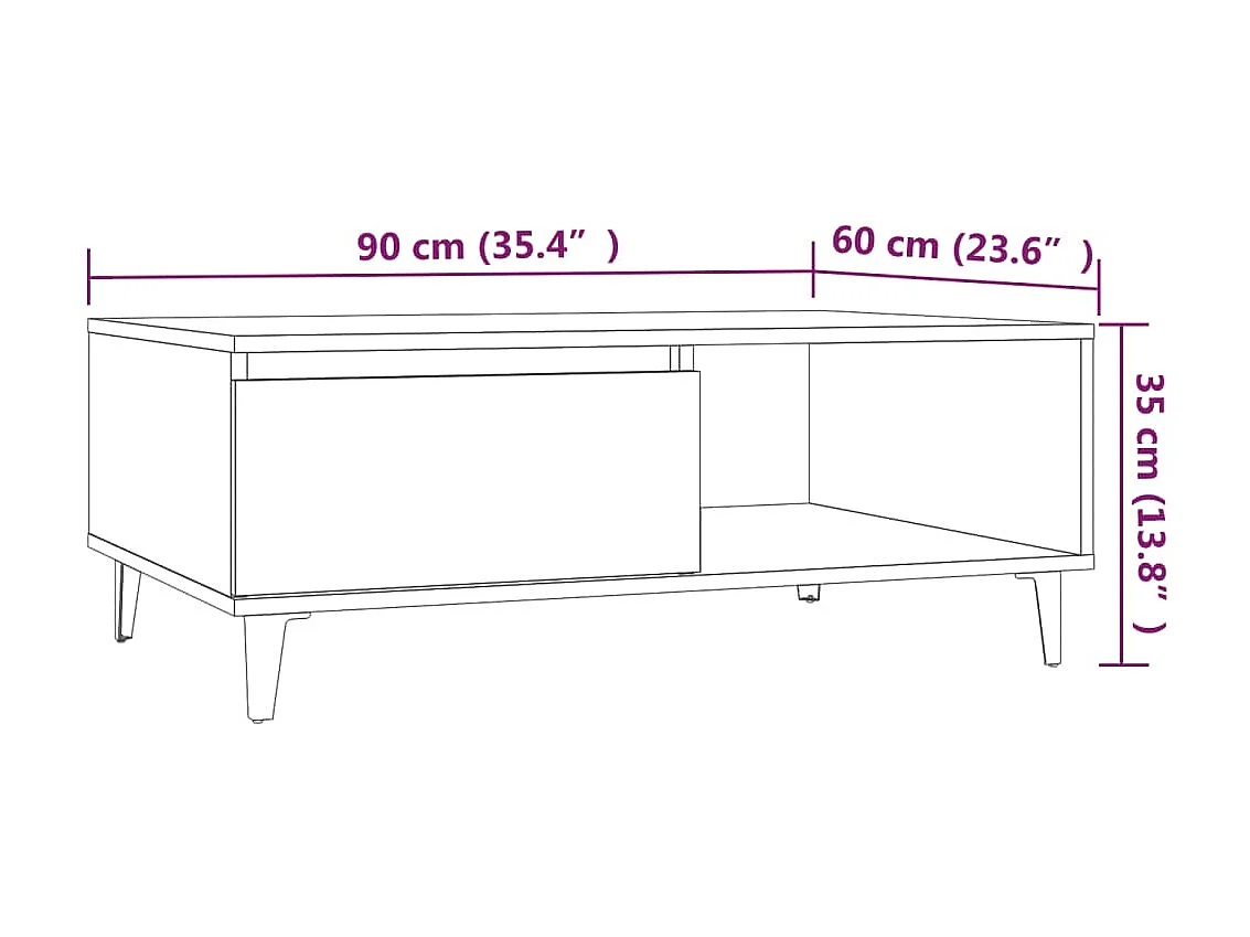 Table basse Chêne marron 90x60x35