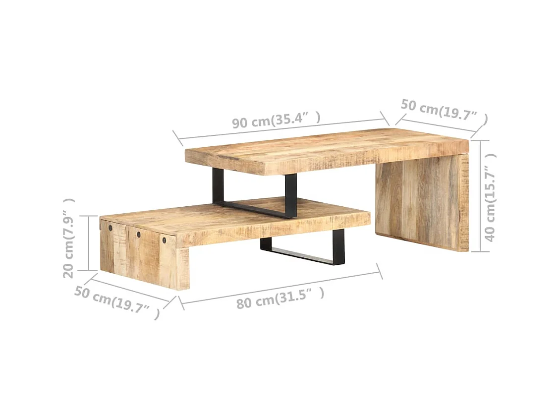 Ensemble de table basse 2 pcs Bois de manguier massif