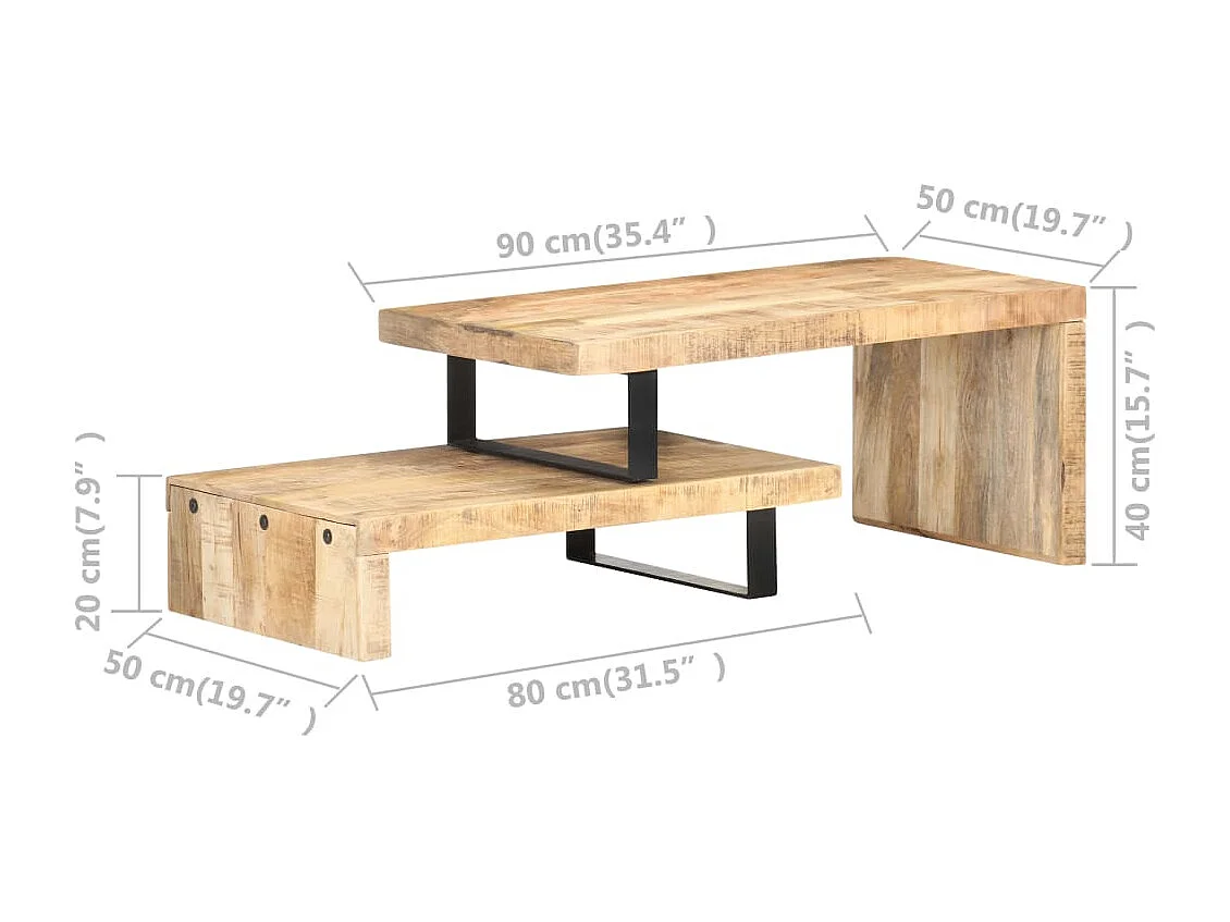 Ensemble de table basse 2 pcs Bois de manguier massif