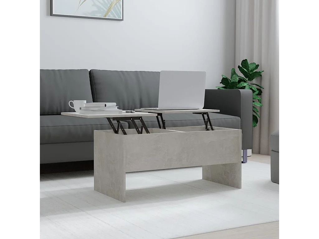 Table basse Gris béton 102x50,5x46,5 Bois d'ingénierie