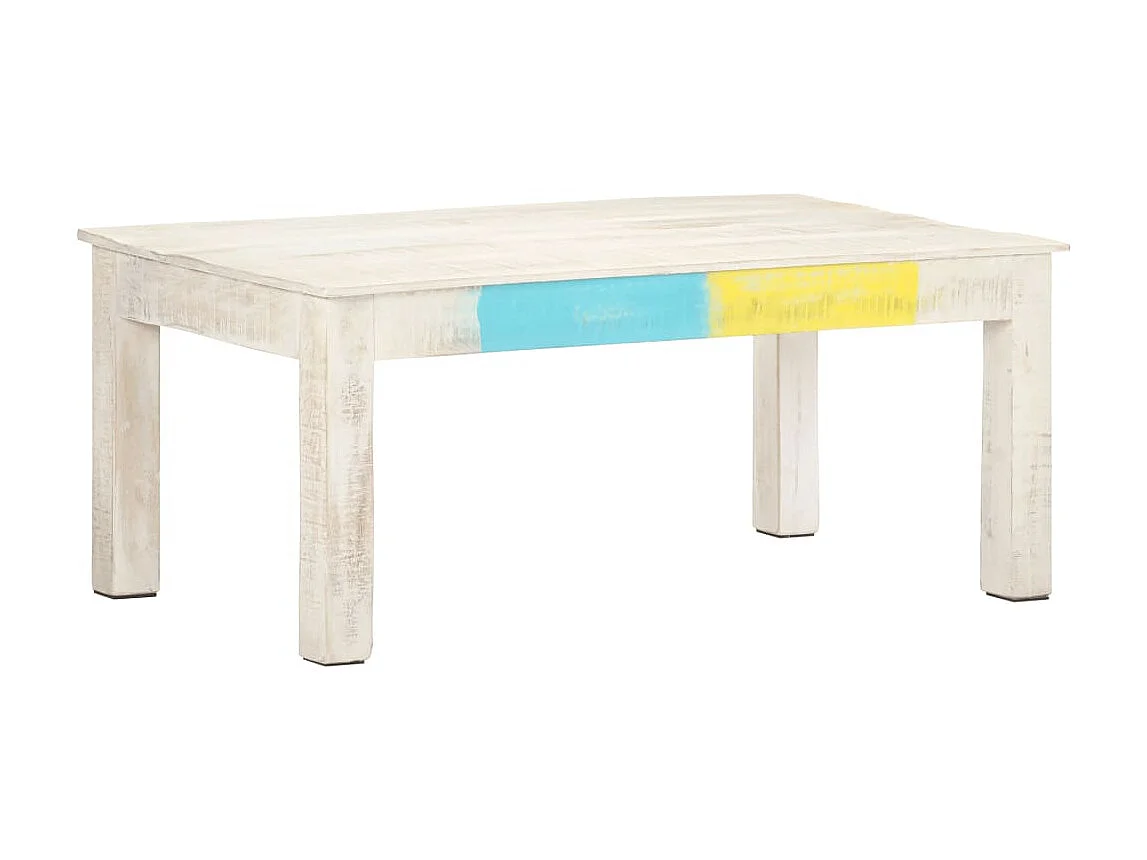 Table basse Blanc 110x60x45 Bois de manguier massif