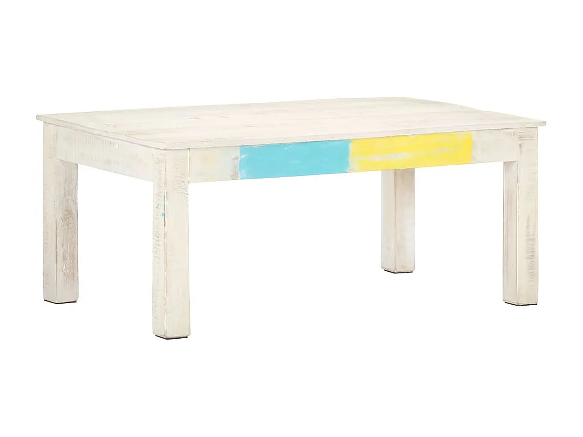 Table basse Blanc 110x60x45 Bois de manguier massif