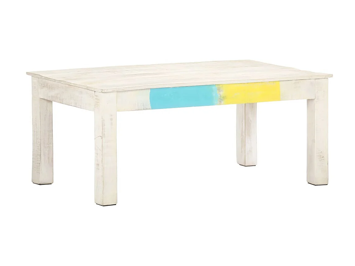 Table basse Blanc 110x60x45 Bois de manguier massif