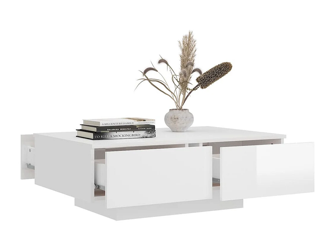 Table basse Blanc brillant 90x60x31 Leva