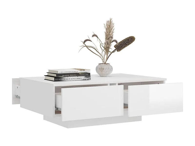 Table basse Blanc brillant 90x60x31 Leva