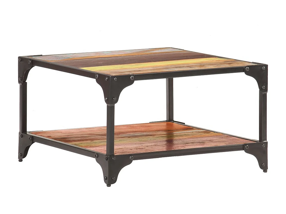 Table basse 60x60x35 Bois de récupération massif 2