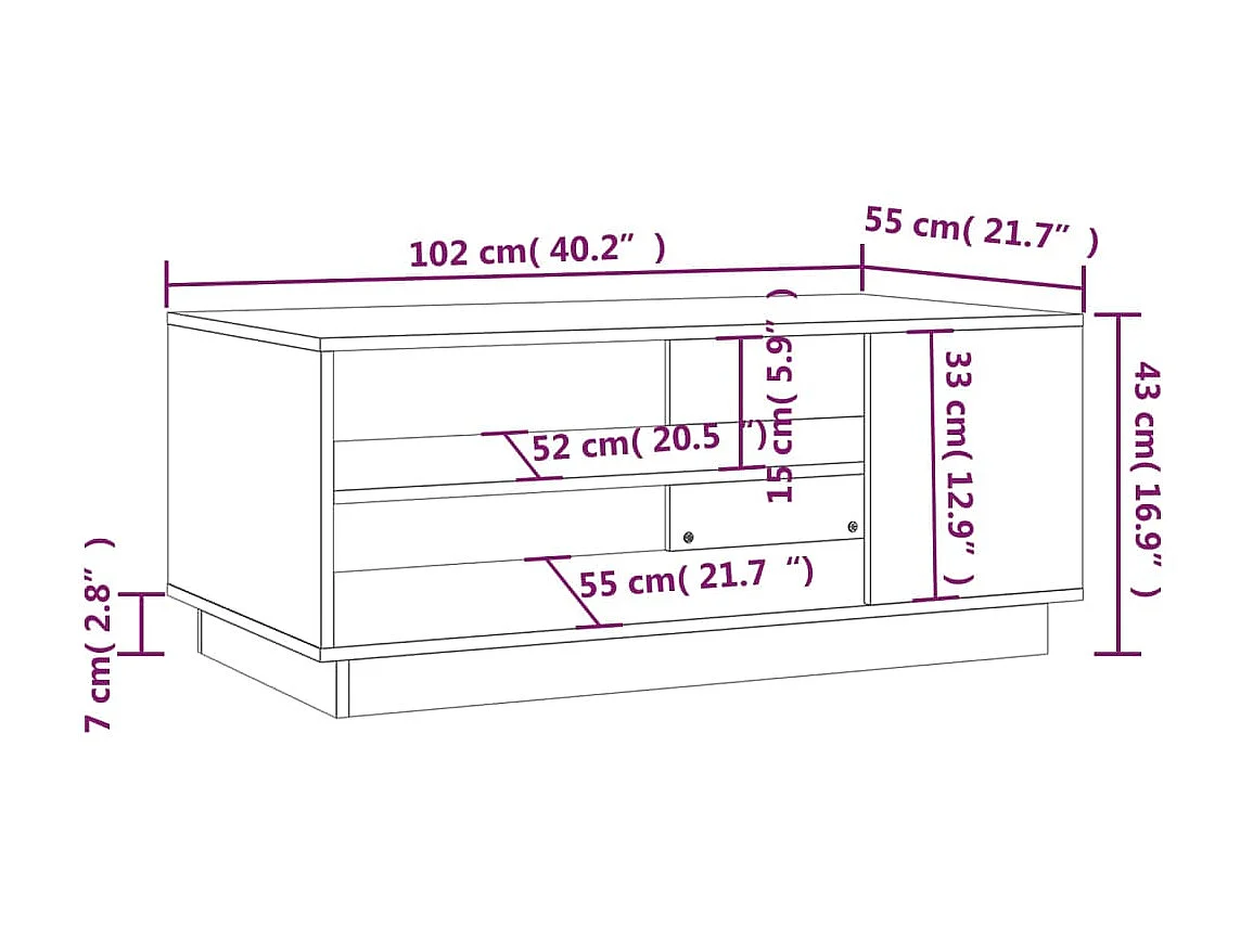 Table basse Chêne fumé 102x55x43