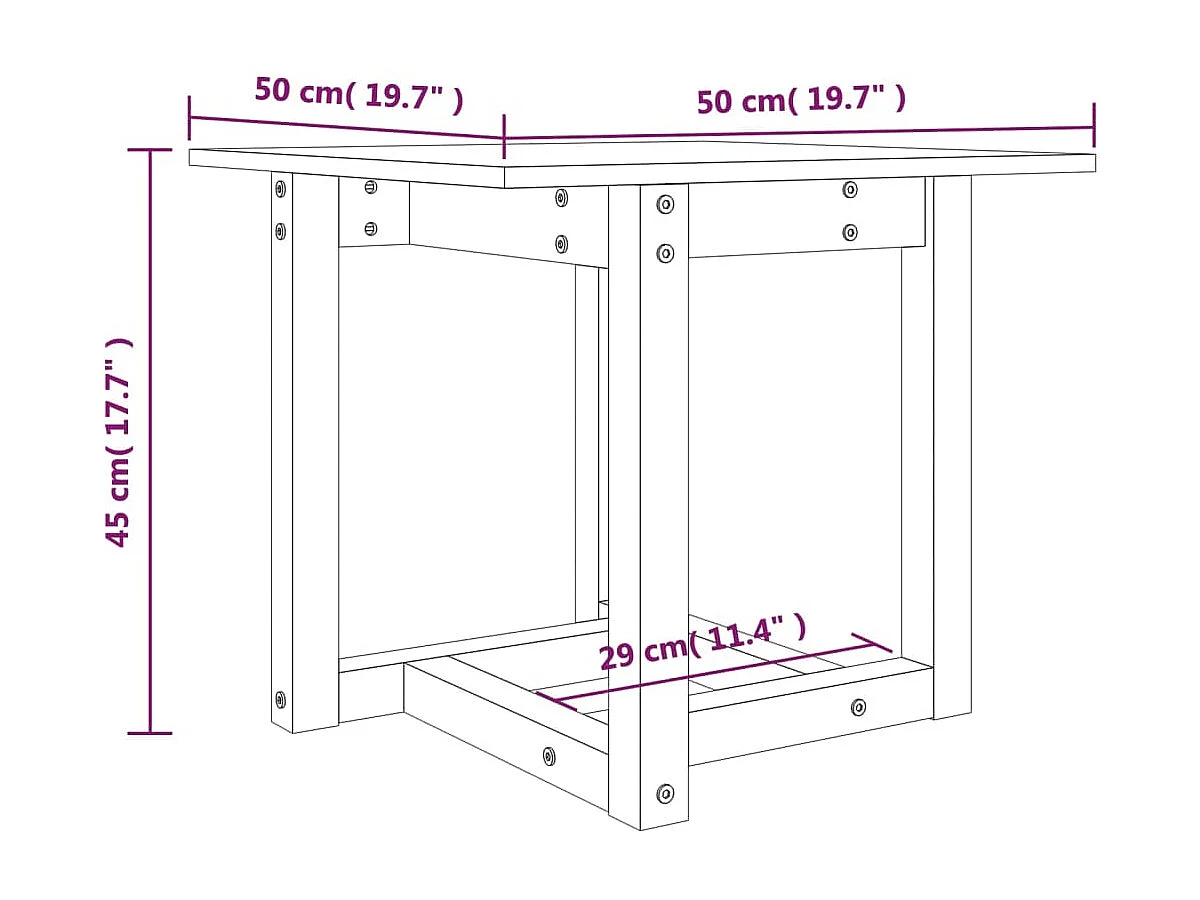 Table basse Gris 50x50x45 Bois massif de pin