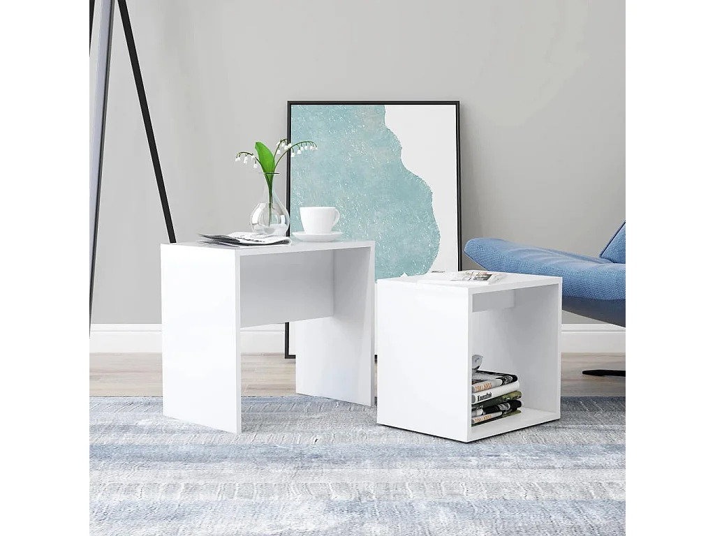 Ensemble de tables basses Blanc 48x30x45