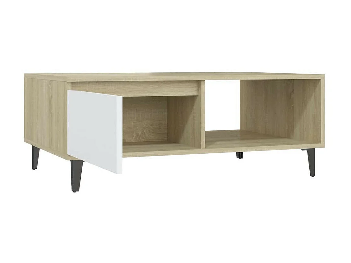 Table basse Blanc et chêne sonoma 90x60x35 2