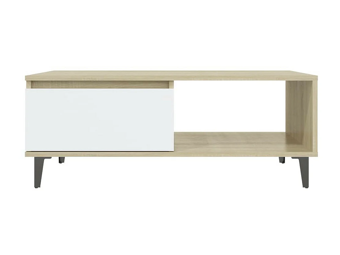 Table basse Blanc et chêne sonoma 90x60x35 2