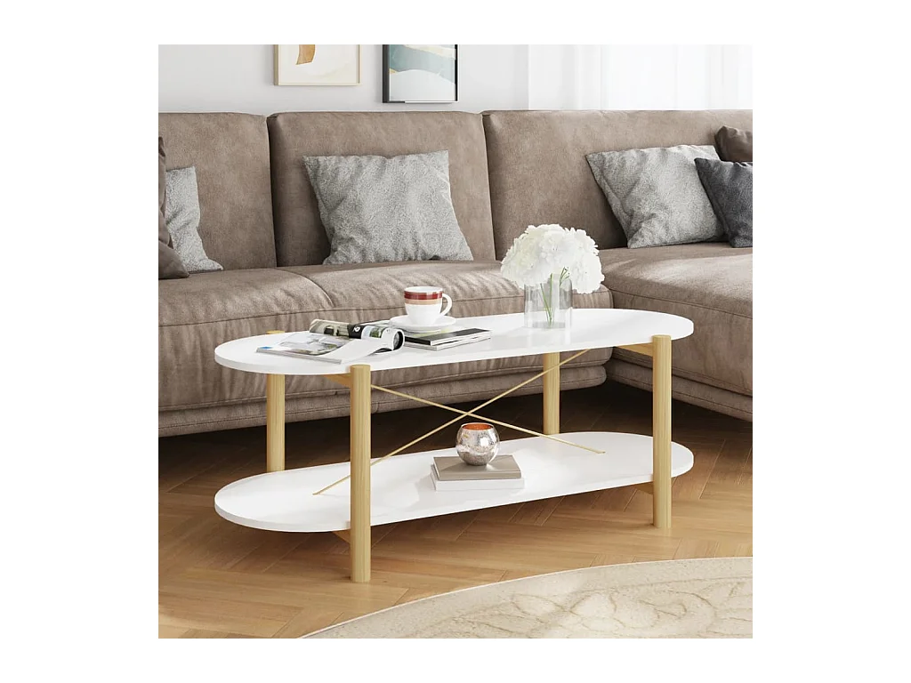 Table basse Blanc 110x48x40 Bois d'ingénierie