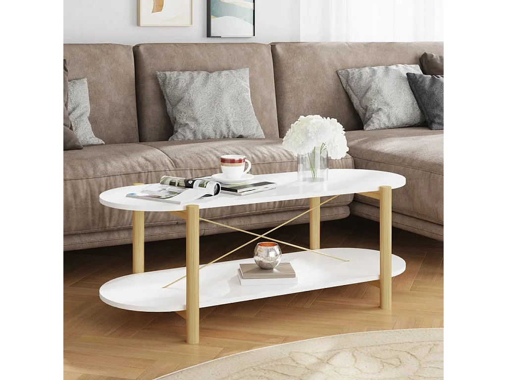 Table basse Blanc 110x48x40 Bois d'ingénierie