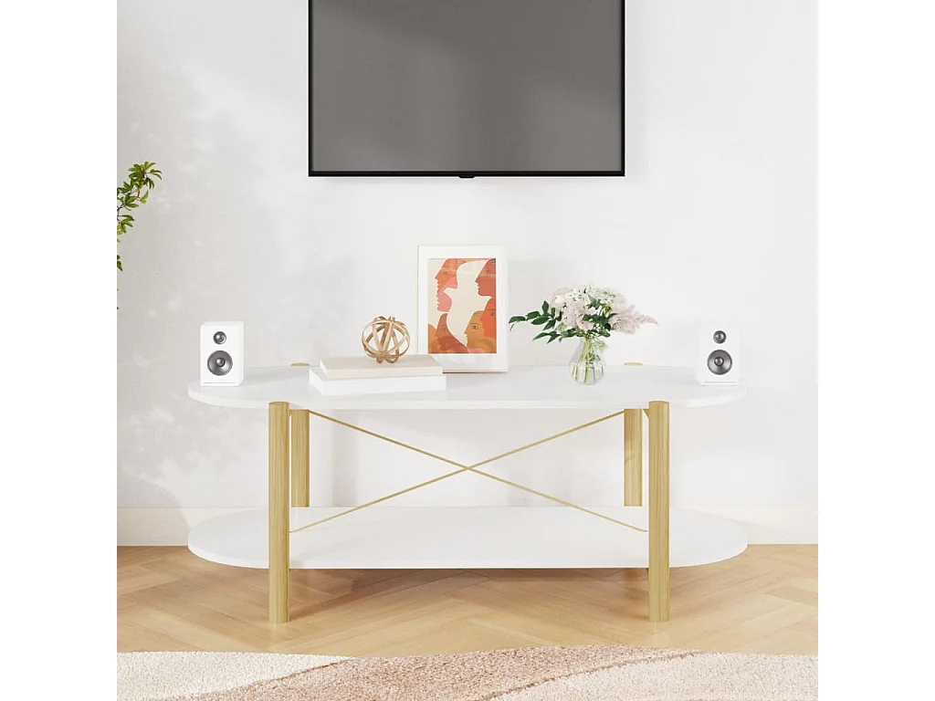 Table basse Blanc 110x48x40 Bois d'ingénierie