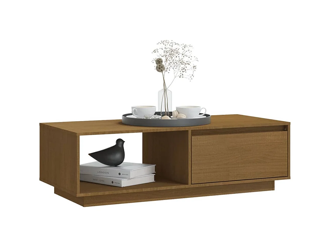 Table basse Marron miel 110x50x33,5 Bois de pin massif