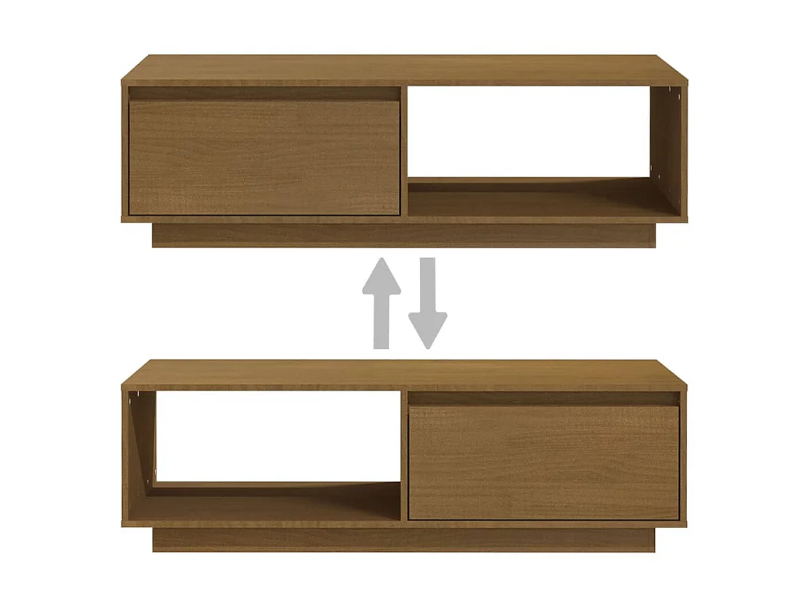 Table basse Marron miel 110x50x33,5 Bois de pin massif