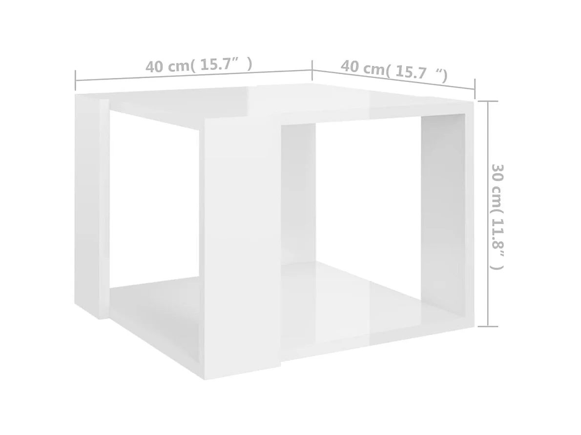 Salontafel 40x40x30 cm bewerkt hout hoogglans wit