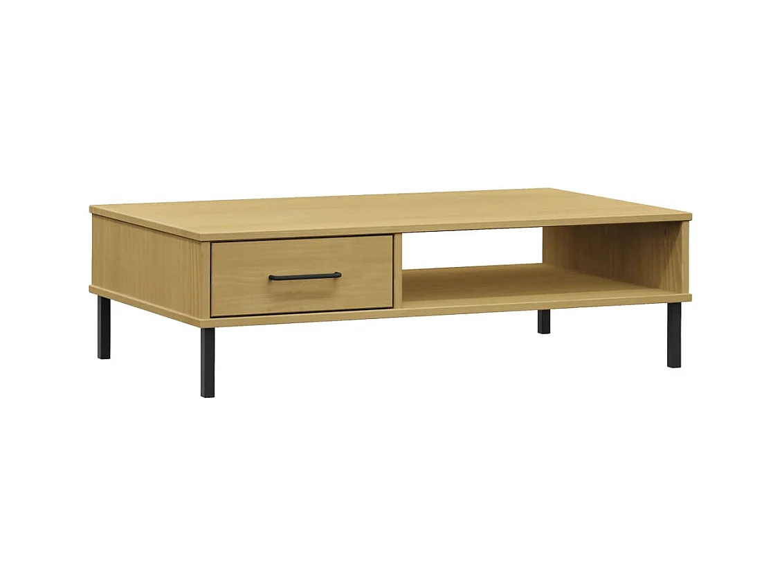 Table basse avec pieds en métal Marron Bois pin massif OSLO