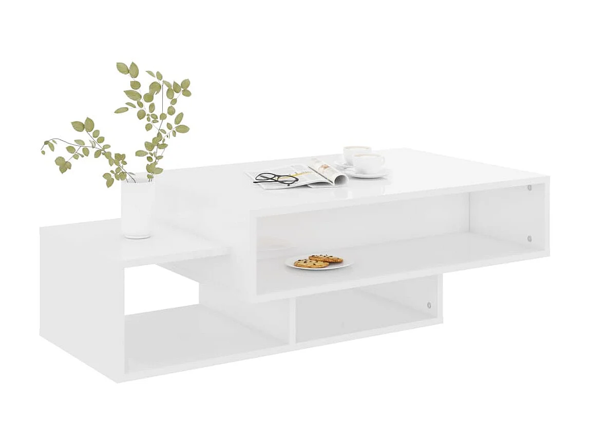 Table basse Blanc brillant 105x55x32