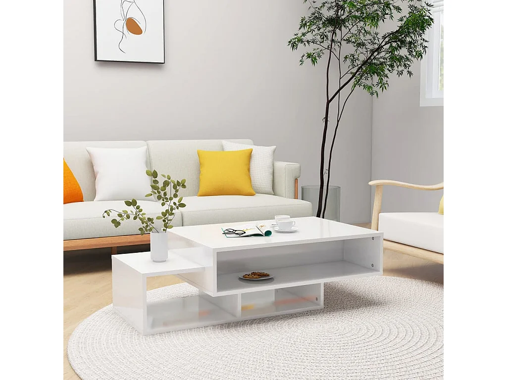 Table basse Blanc brillant 105x55x32