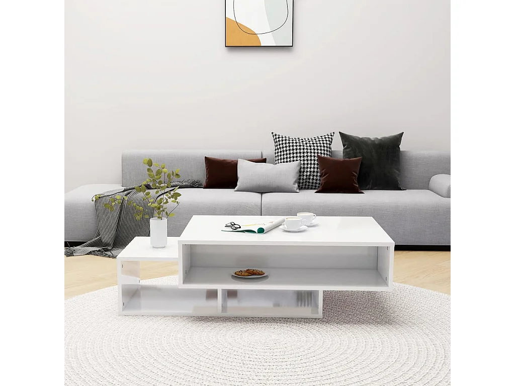 Table basse Blanc brillant 105x55x32