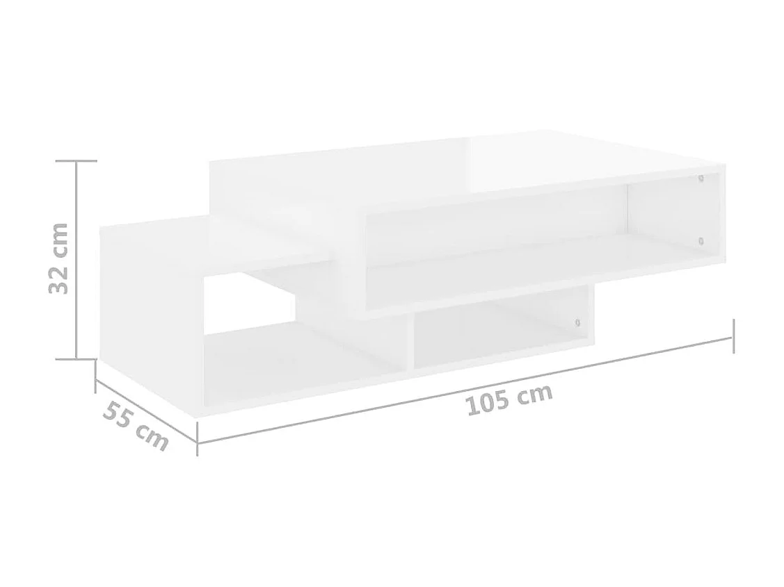 Table basse Blanc brillant 105x55x32