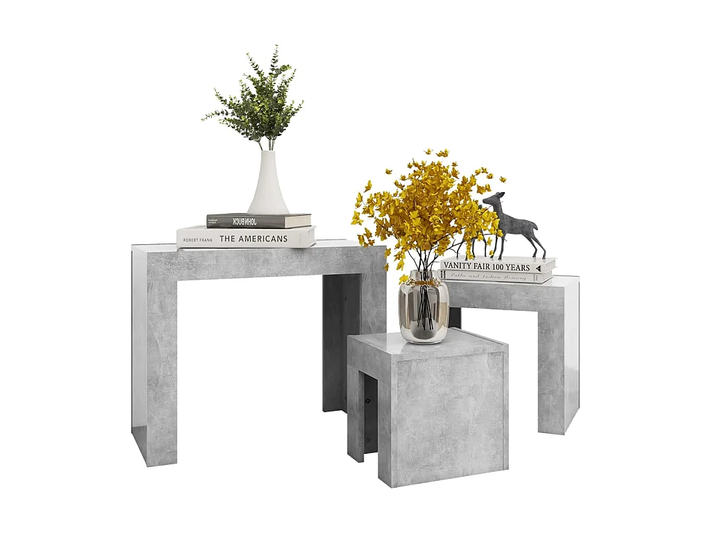 Tables basses gigognes 3 pcs Gris béton