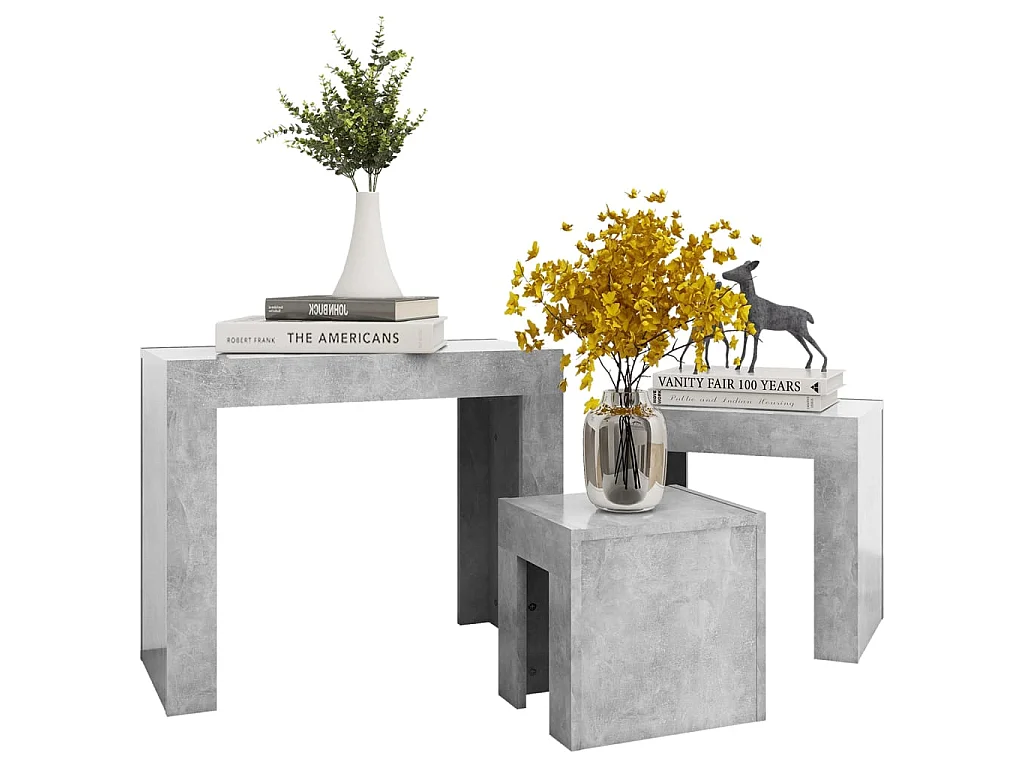 Tables basses gigognes 3 pcs Gris béton