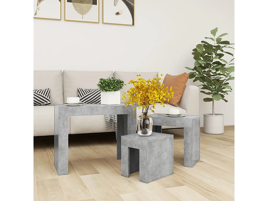 Tables basses gigognes 3 pcs Gris béton
