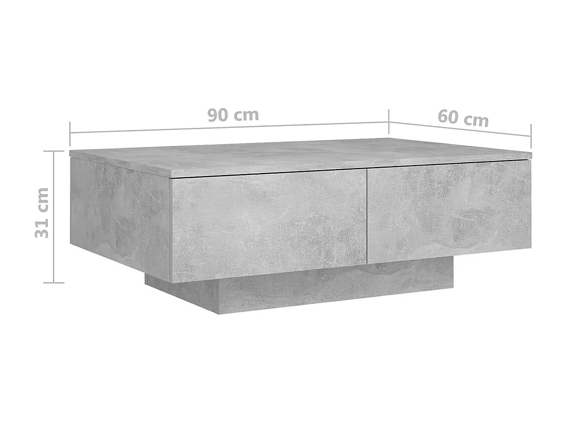 Table basse Gris béton 90x60x31