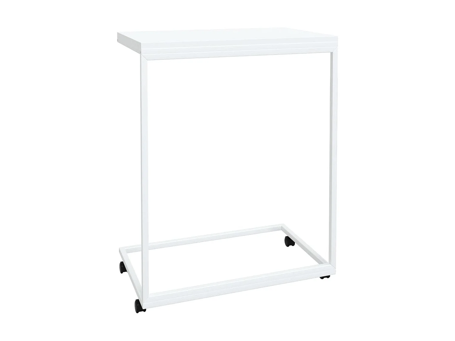 Table d'appoint avec roues Blanc 55x35x70 Bois d'ingénierie