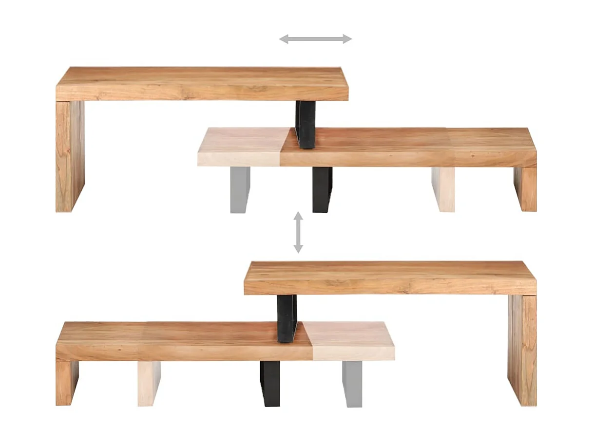 Ensemble de 2 tables basses Bois d'acacia massif