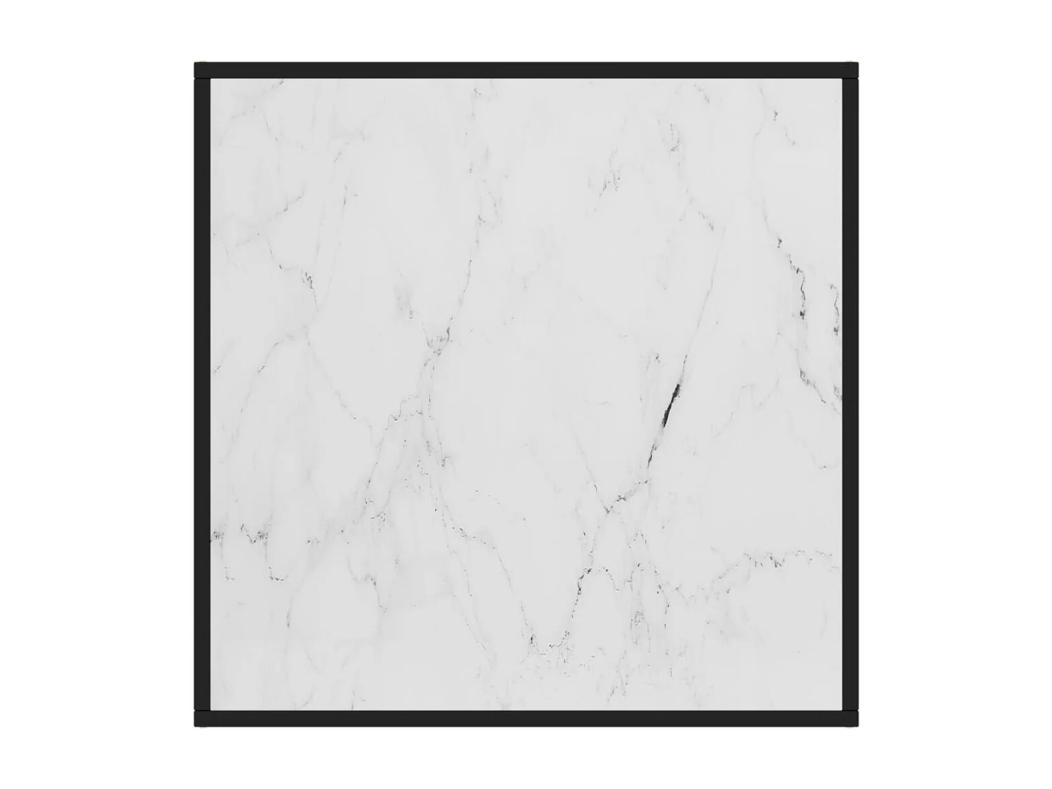 Table basse Noir avec verre marbre blanc 80x80x35
