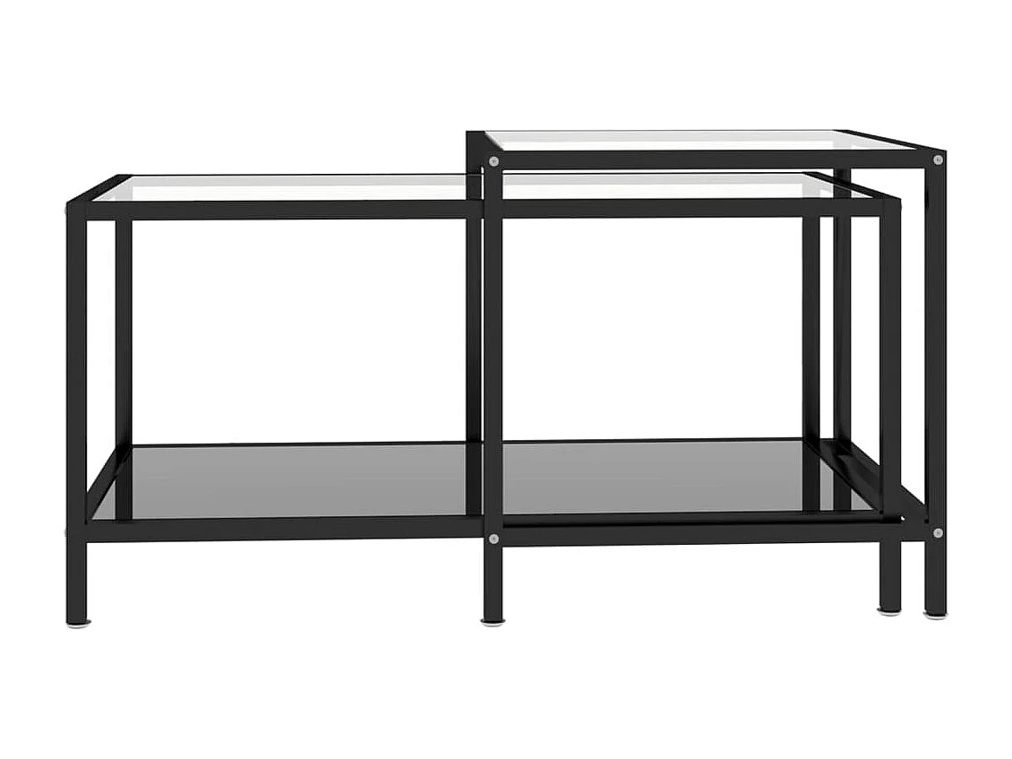 Tables à thé 2 pcs Verre trempé Noir