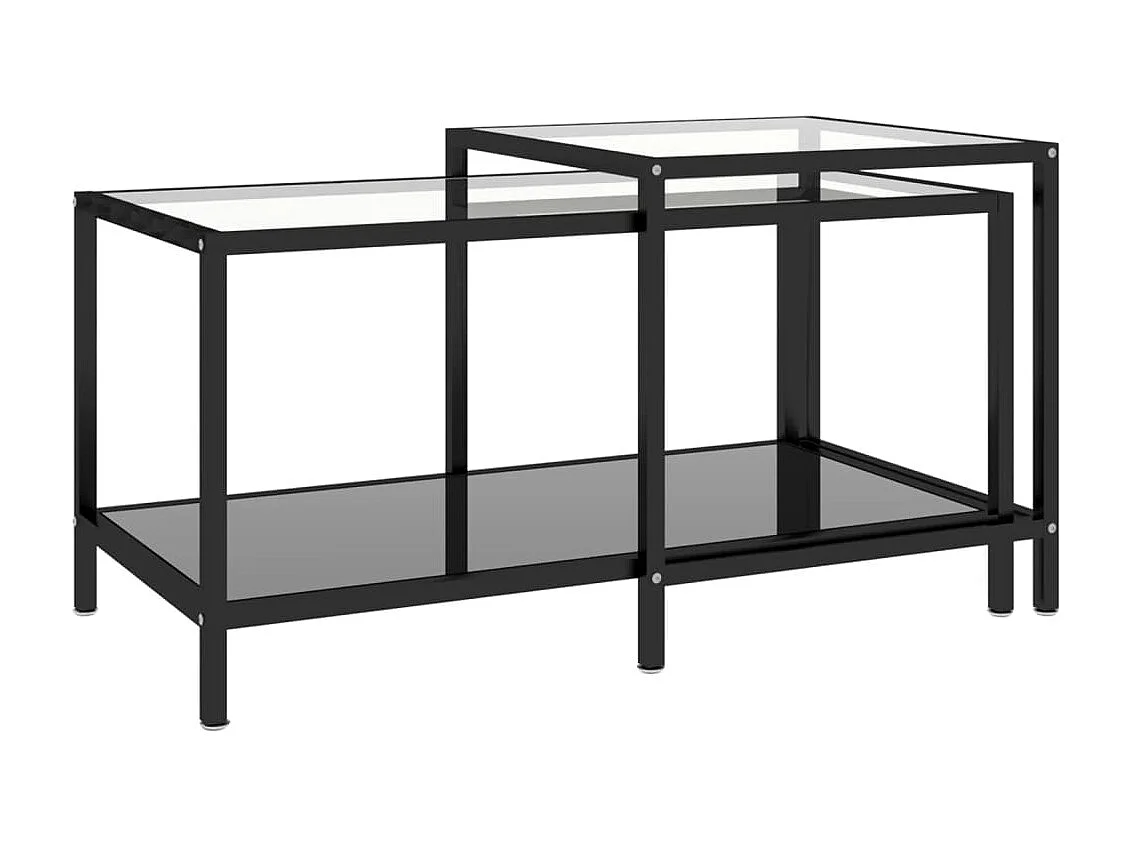 Tables à thé 2 pcs Verre trempé Noir