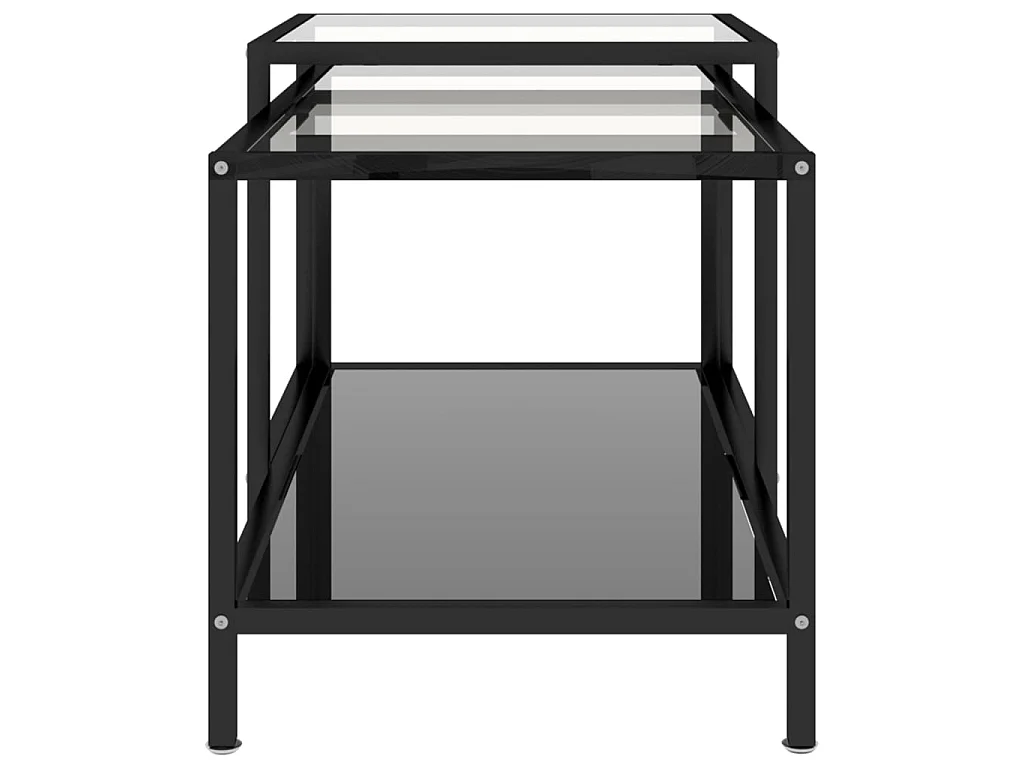 Tables à thé 2 pcs Verre trempé Noir