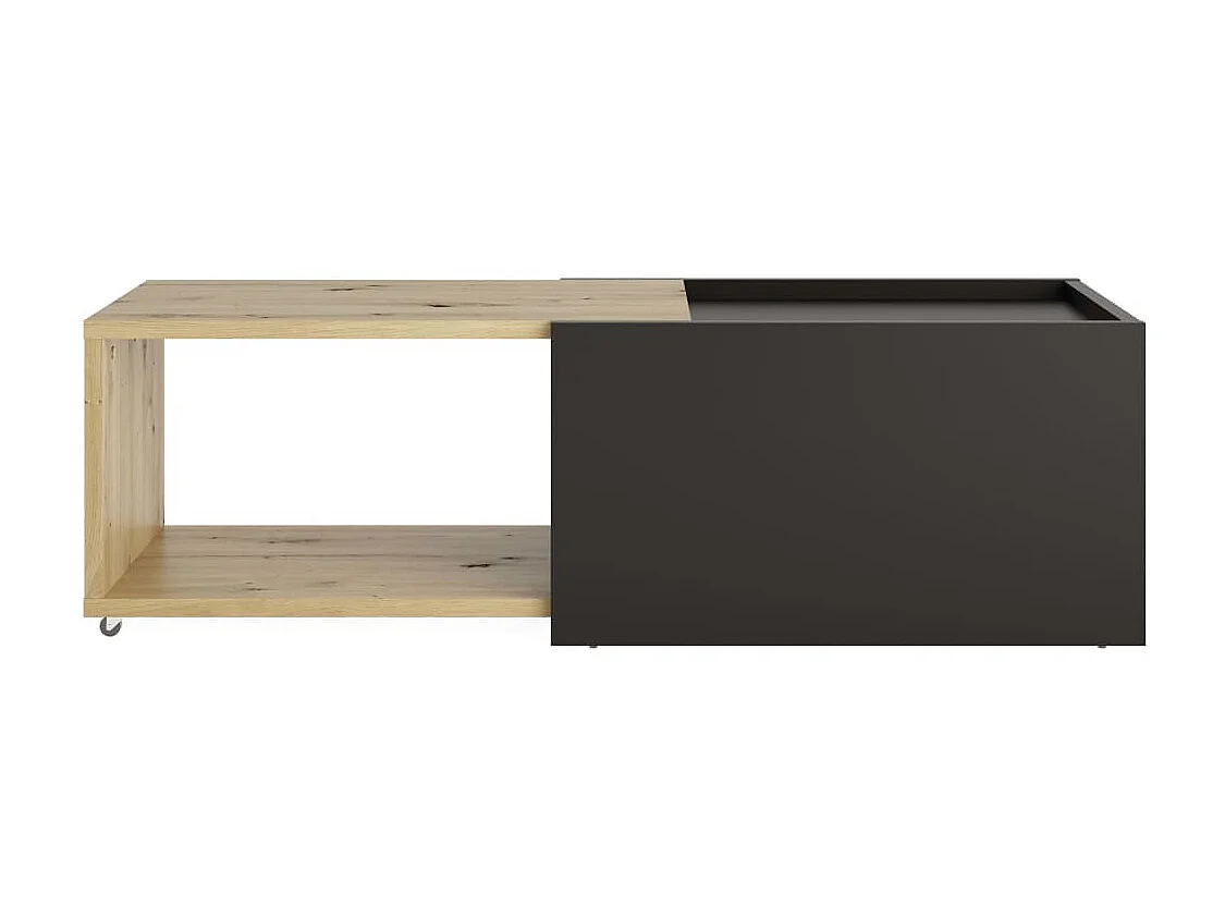 FMD Table basse extensible Chêne artisanal et noir